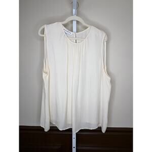 Jones New York 100% Silk Cream Blouse 24W Sleeveless Lightweight Elegant Top
